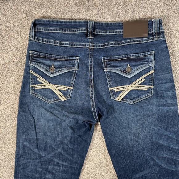 TK Axel Jeans Mens 35x30 Blue Slim Boot Stretch Embroidered Pockets AXMB005-6 - Picture 13 of 15